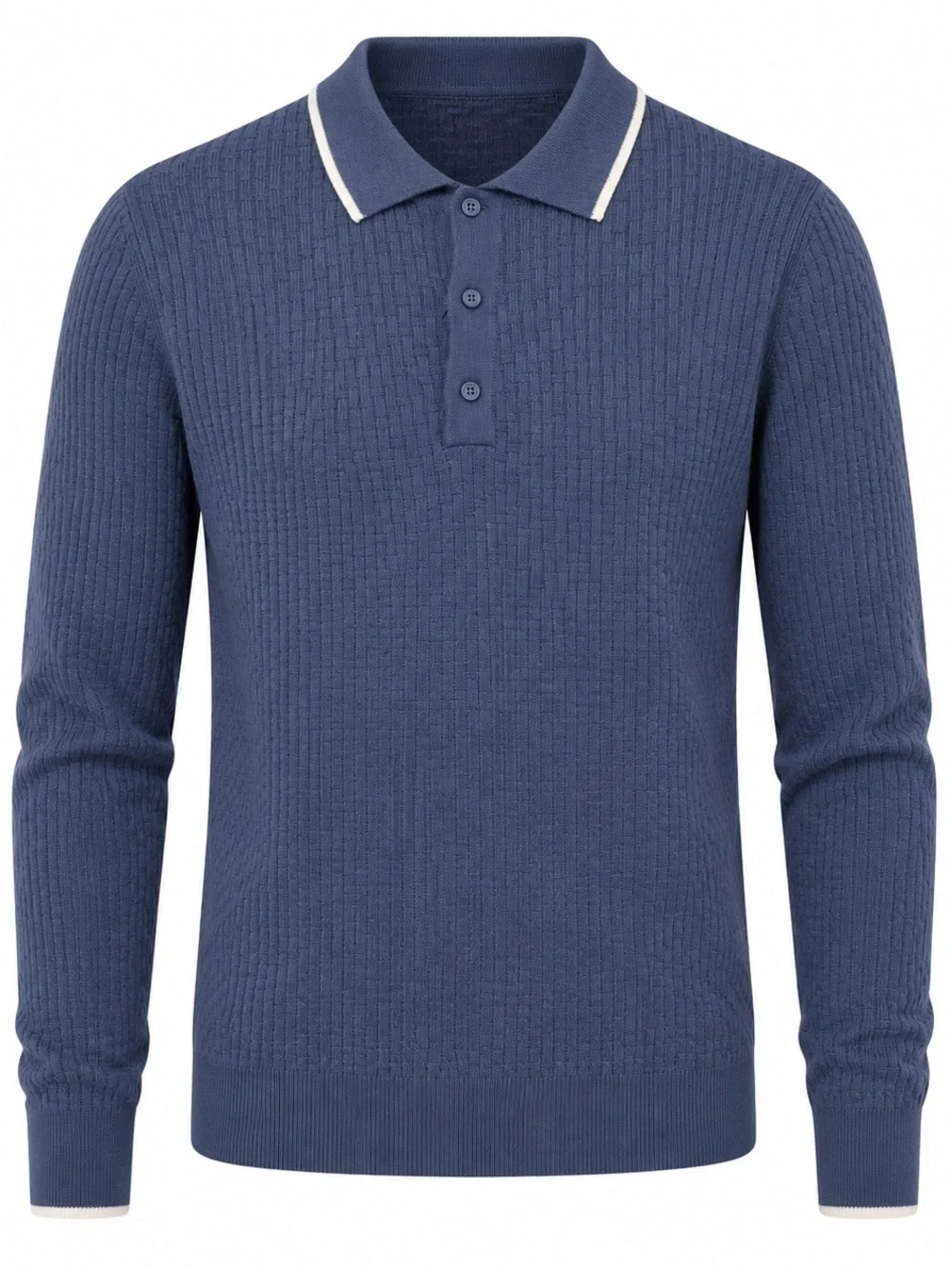 Apt. 9 Men's Slate Blue Textured Long-Sleeve Polo nwt
